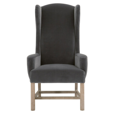 Bennett Arm Chair in Dark Dove Velvet, Natural Gray Oak from Essentials For Living - Luna Furniture