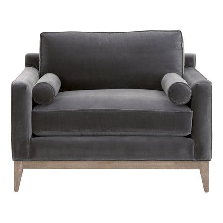 Parker Post Modern Sofa Chair in Dark Dove Velvet, Natural Gray Oak from Essentials For Living - Luna Furniture
