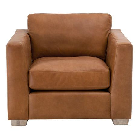 Hayden Taper Arm Sofa Chair in Whiskey Brown Top Grain Leather, Natural Gray Oak from Essentials For Living - Luna Furniture