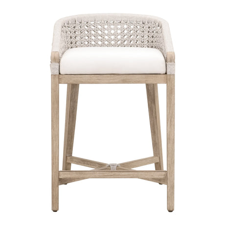 Montecito Counter Stool in White Speckle Round Rope, Livesmart Peyton-Pearl, Natural Gray Mahogany from Essentials For Living - Luna Furniture