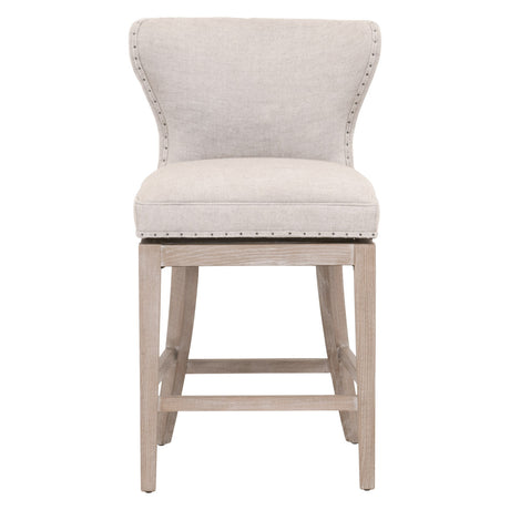 Milton Swivel Counter Stool in Performance Bisque French Linen, Natural Gray Ash - 6421-CSUP.BIS-BT/NG