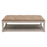 Townsend Tufted Upholstered Rectangle Coffee Table in Ivanhoe Toast, Natural Gray Ash, Black Nail Tacks from Essentials For Living - Luna Furniture