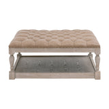 Townsend Tufted Upholstered Coffee Table in Ivanhoe-Toast, Natural Gray Ash from Essentials For Living - Luna Furniture