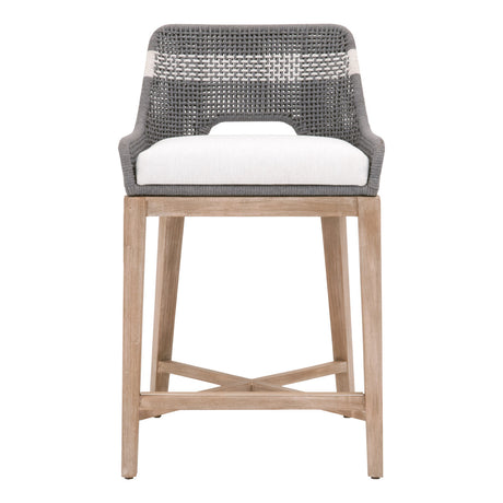 Tapestry Counter Stool in Dove Flat Rope, White Speckle Stripe, Performance White Speckle, Natural Gray Mahogany - 6850CS.DOV/WHT/NG