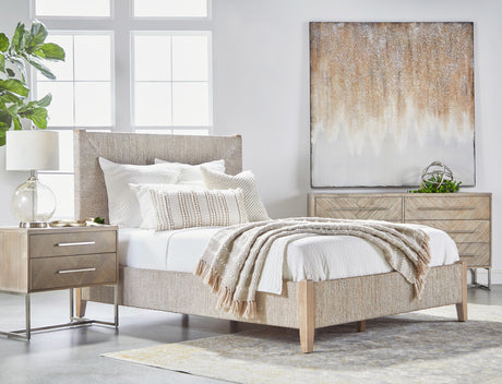 Malay Standard King Bed in White Wash Abaca Rope, Natural Gray Mahogany from Essentials For Living - Luna Furniture