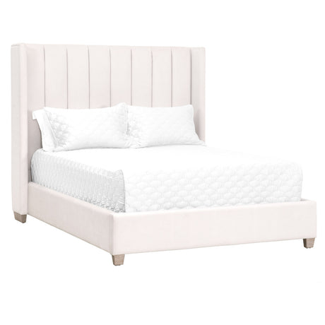 Chandler Standard King Bed in Cream Velvet, Natural Gray Oak from Essentials For Living - Luna Furniture