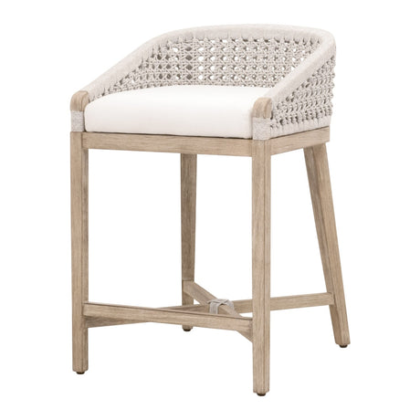 Montecito Counter Stool in White Speckle Round Rope, Livesmart Peyton-Pearl, Natural Gray Mahogany from Essentials For Living - Luna Furniture