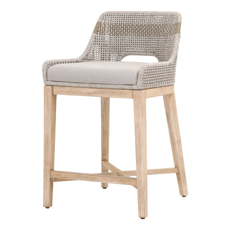 Tapestry Counter Stool in Taupe & White Flat Rope, Taupe Stripe, Performance Pumice, Natural Gray Mahogany from Essentials For Living - Luna Furniture