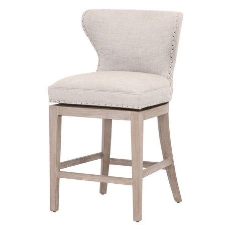 Milton Swivel Counter Stool in Performance Bisque French Linen, Natural Gray Ash from Essentials For Living - Luna Furniture