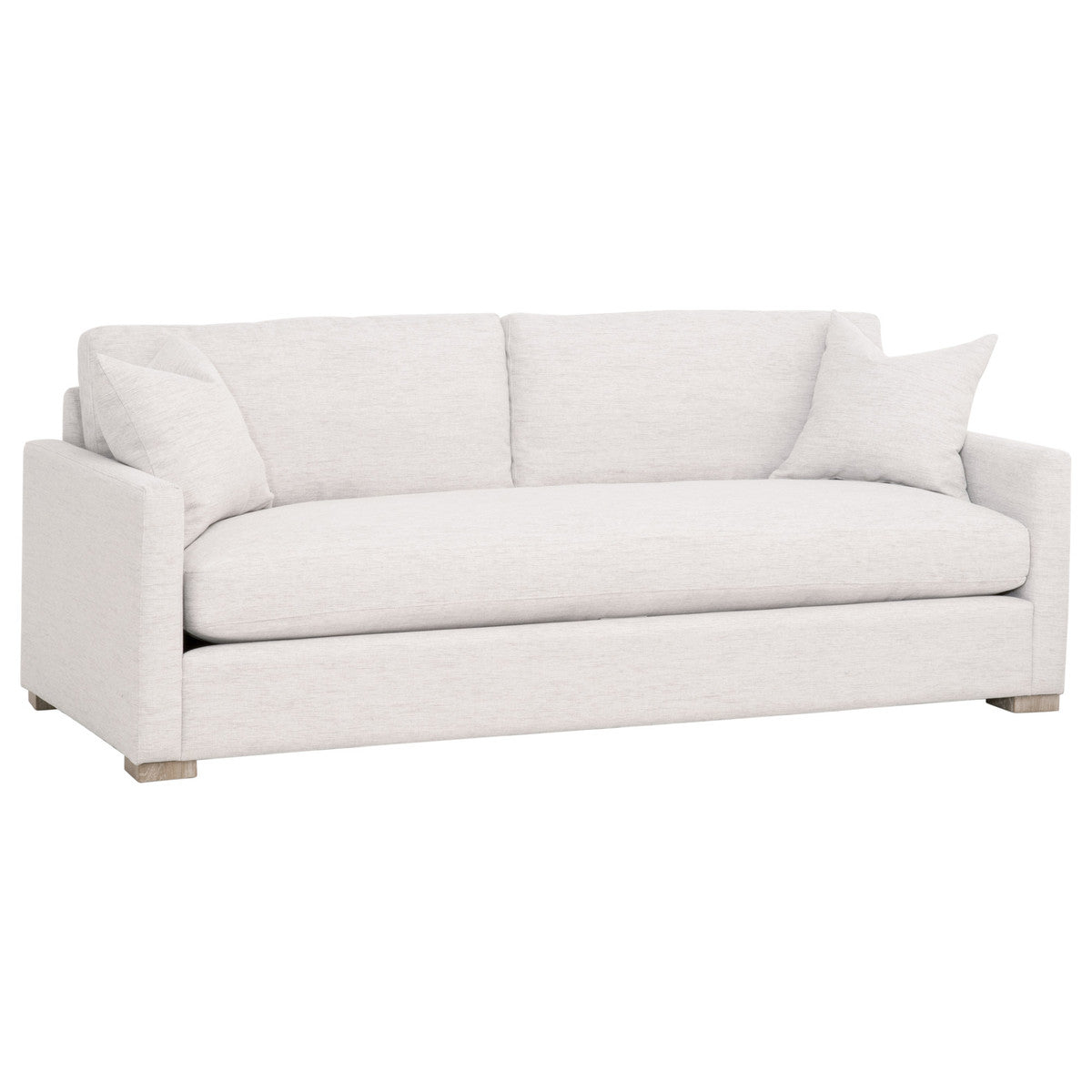 Clara 86" Slim Arm Sofa in Performance Stone Basketweave, Natural Gray Oak from Essentials For Living - Luna Furniture
