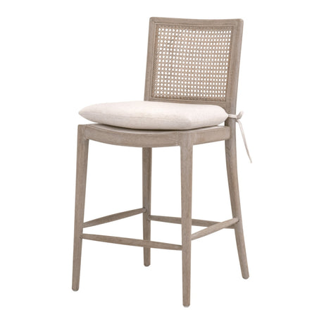 Blume Counter Stool in Performance Textured Cream Linen, Natural Gray Oak, Cane from Essentials For Living - Luna Furniture