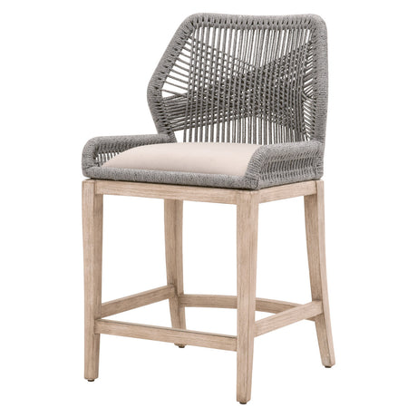 Loom Counter Stool in Platinum Rope, Light Gray, Natural Gray Mahogany from Essentials For Living - Luna Furniture