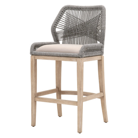 Loom Barstool in Platinum Rope, Light Gray, Natural Gray Mahogany from Essentials For Living - Luna Furniture