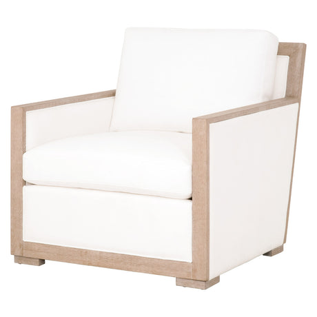 Manhattan Wood Trim Sofa Chair in Livesmart Peyton-Pearl, Natural Gray Oak from Essentials For Living - Luna Furniture