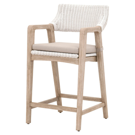 Lucia Counter Stool in White Rattan, Light Gray, Natural Gray Mahogany from Essentials For Living - Luna Furniture