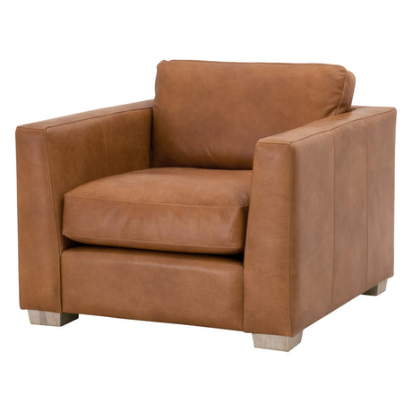 Hayden Taper Arm Sofa Chair in Whiskey Brown Top Grain Leather, Natural Gray Oak from Essentials For Living - Luna Furniture
