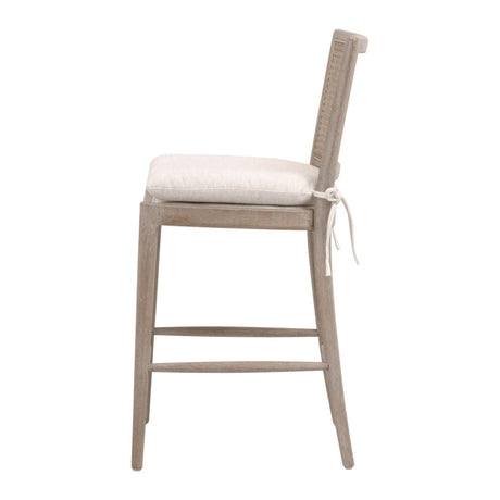 Blume Counter Stool in Performance Textured Cream Linen, Natural Gray Oak, Cane from Essentials For Living - Luna Furniture