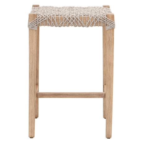 Costa Backless Counter Stool in Taupe & White Flat Rope, Natural Gray Mahogany from Essentials For Living - Luna Furniture