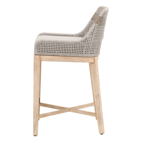 Tapestry Counter Stool in Taupe & White Flat Rope, Taupe Stripe, Performance Pumice, Natural Gray Mahogany from Essentials For Living - Luna Furniture