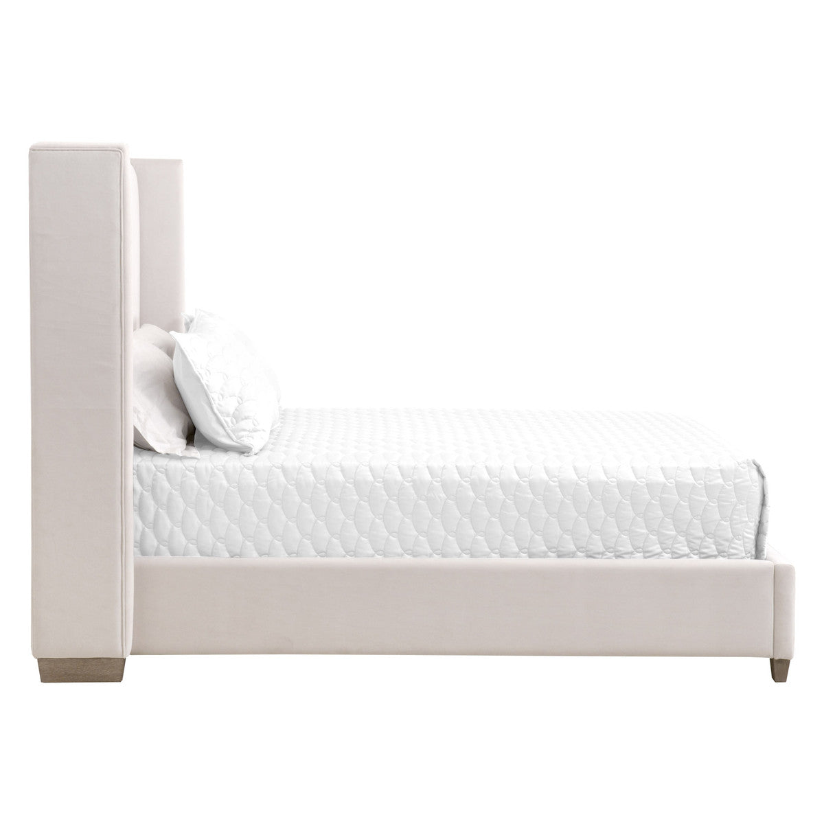 Chandler Standard King Bed in Cream Velvet, Natural Gray Oak from Essentials For Living - Luna Furniture
