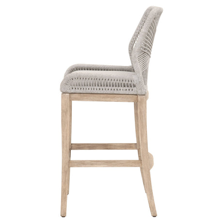 Loom Barstool in Taupe & White Flat Rope, Performance Pumice, Natural Gray Mahogany from Essentials For Living - Luna Furniture