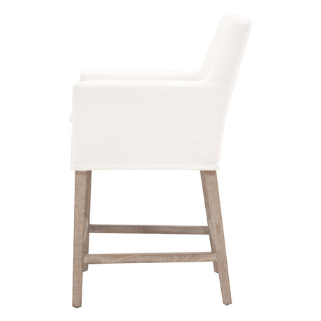 Drake Slipcover Counter Stool in Livesmart Peyton-Pearl, Natural Gray Oak from Essentials For Living - Luna Furniture