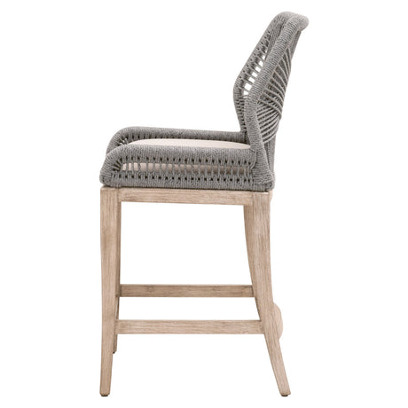 Loom Counter Stool in Platinum Rope, Light Gray, Natural Gray Mahogany from Essentials For Living - Luna Furniture