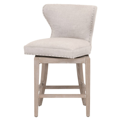 Milton Swivel Counter Stool in Performance Bisque French Linen, Natural Gray Ash from Essentials For Living - Luna Furniture