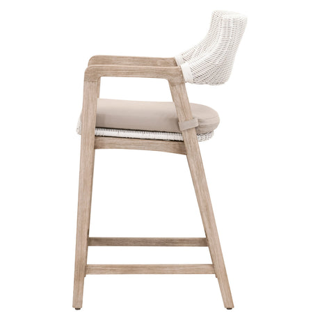 Lucia Counter Stool in White Rattan, Light Gray, Natural Gray Mahogany from Essentials For Living - Luna Furniture