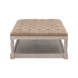 Townsend Tufted Upholstered Rectangle Coffee Table in Ivanhoe Toast, Natural Gray Ash, Black Nail Tacks from Essentials For Living - Luna Furniture