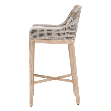 Tapestry Barstool in Taupe & White Flat Rope, Taupe Stripe, Performance Pumice, Natural Gray Mahogany from Essentials For Living - Luna Furniture