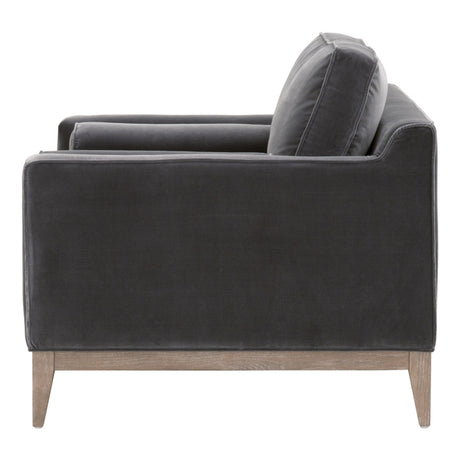 Parker Post Modern Sofa Chair in Dark Dove Velvet, Natural Gray Oak from Essentials For Living - Luna Furniture