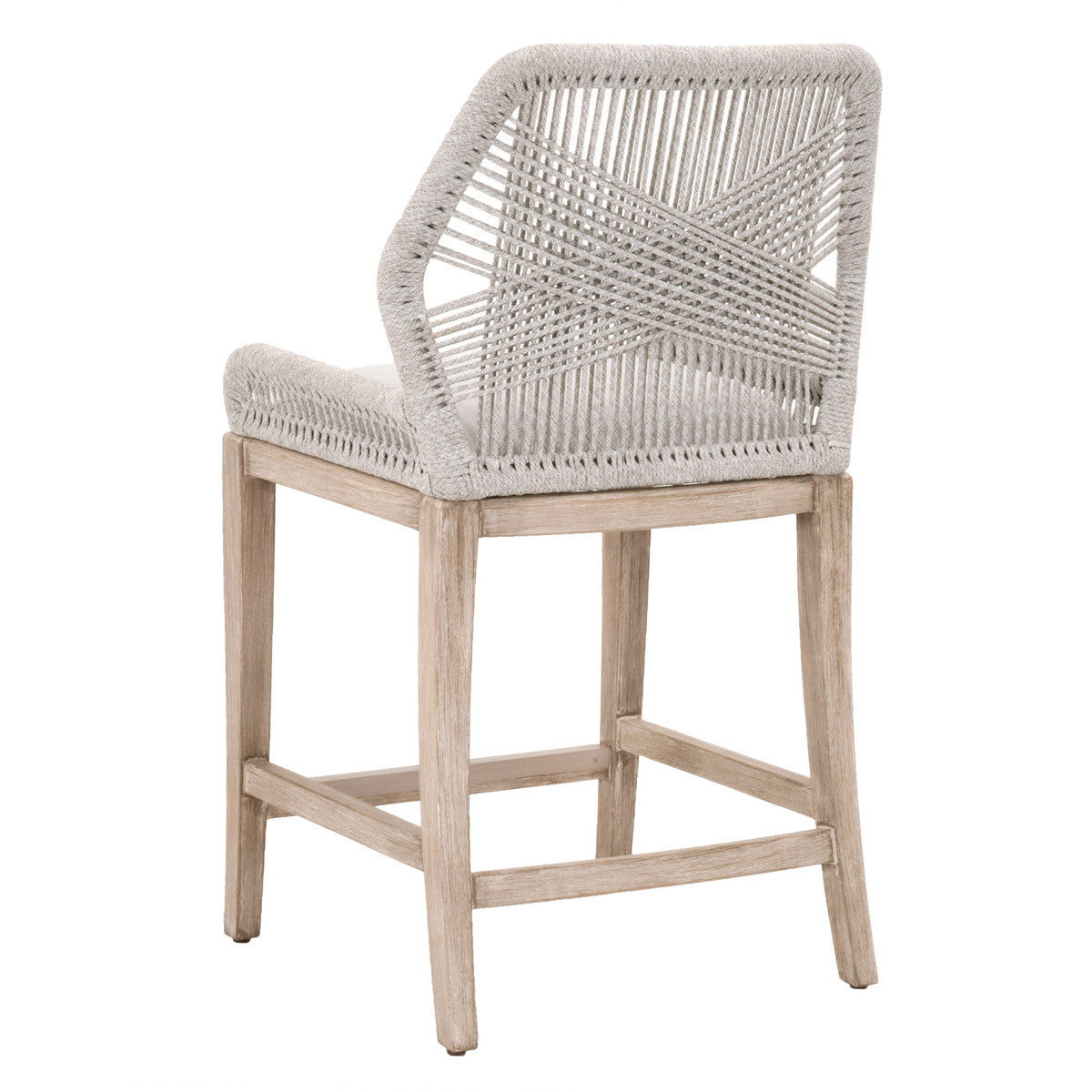 Loom Counter Stool in Taupe & White Flat Rope, Performance Pumice, Natural Gray Mahogany from Essentials For Living - Luna Furniture