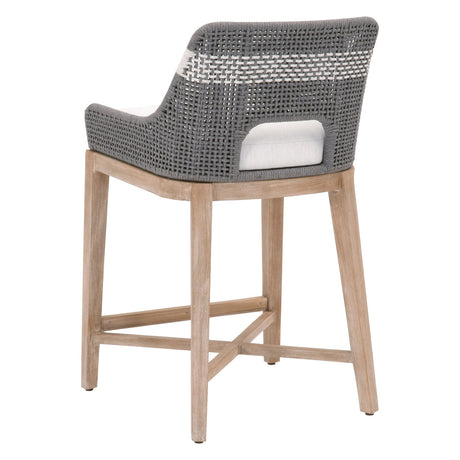 Tapestry Counter Stool in Dove Flat Rope, White Speckle Stripe, Performance White Speckle, Natural Gray Mahogany from Essentials For Living - Luna Furniture