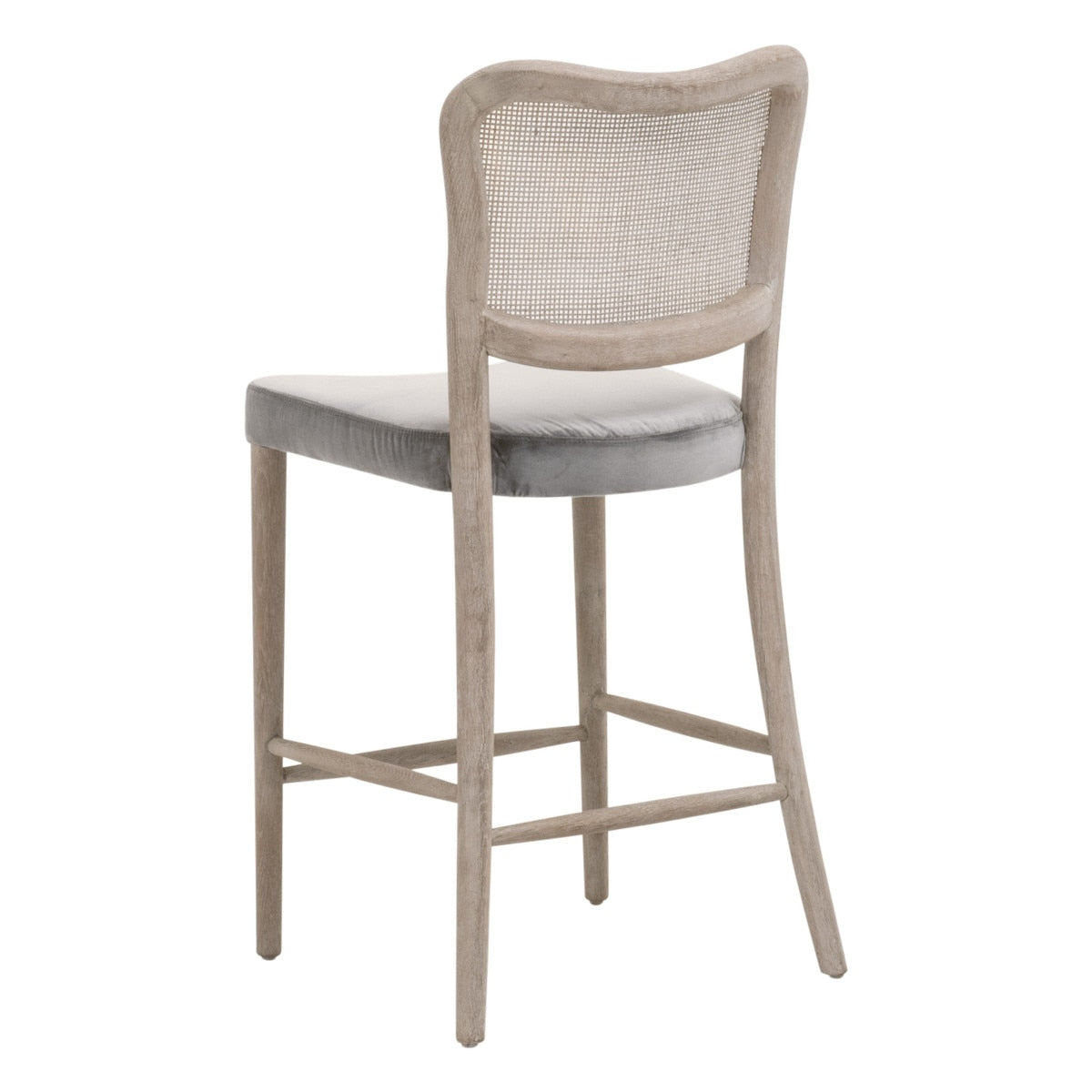Cela Counter Stool in Performance Dark Dove Velvet, Natural Gray Oak, Natural Gray Cane from Essentials For Living - Luna Furniture