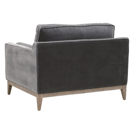 Parker Post Modern Sofa Chair in Dark Dove Velvet, Natural Gray Oak from Essentials For Living - Luna Furniture