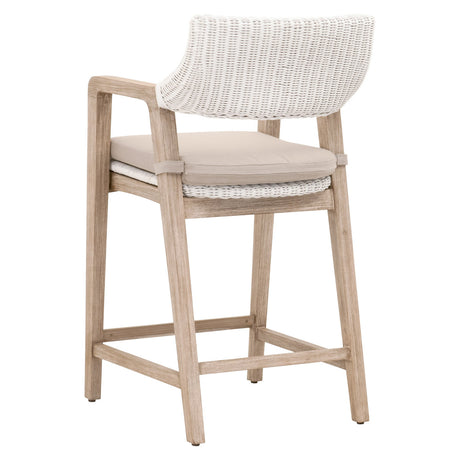 Lucia Counter Stool in White Rattan, Light Gray, Natural Gray Mahogany from Essentials For Living - Luna Furniture