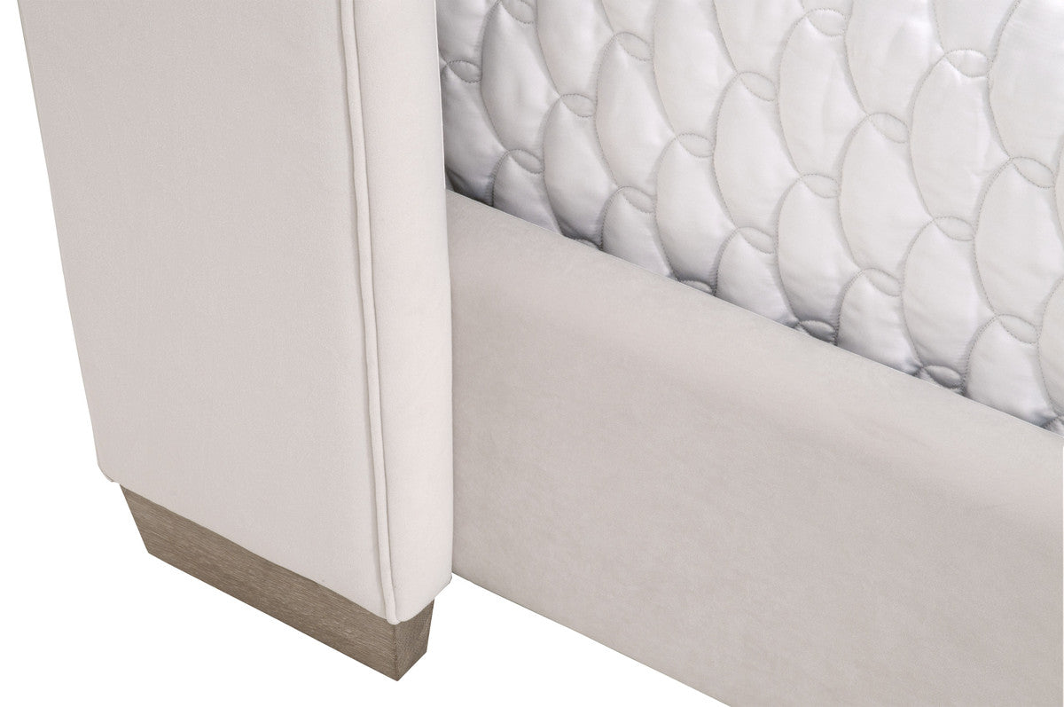 Chandler Standard King Bed in Cream Velvet, Natural Gray Oak from Essentials For Living - Luna Furniture
