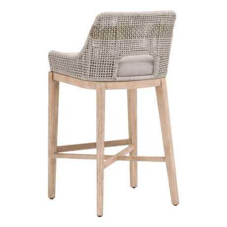 Tapestry Barstool in Taupe & White Flat Rope, Taupe Stripe, Performance Pumice, Natural Gray Mahogany from Essentials For Living - Luna Furniture