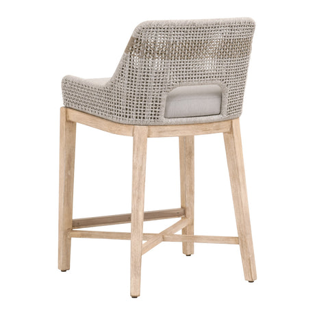 Tapestry Counter Stool in Taupe & White Flat Rope, Taupe Stripe, Performance Pumice, Natural Gray Mahogany from Essentials For Living - Luna Furniture