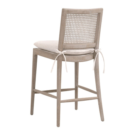 Blume Counter Stool in Performance Textured Cream Linen, Natural Gray Oak, Cane from Essentials For Living - Luna Furniture