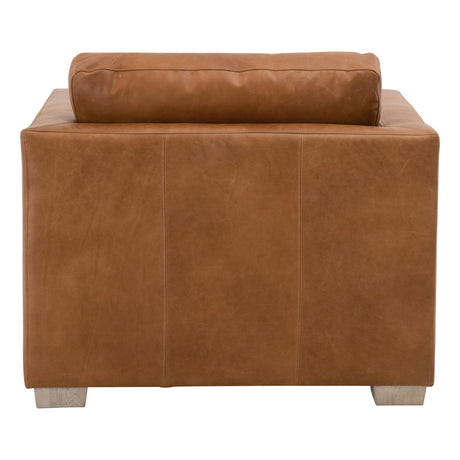 Hayden Taper Arm Sofa Chair in Whiskey Brown Top Grain Leather, Natural Gray Oak from Essentials For Living - Luna Furniture