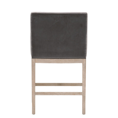 Drake Counter Stool in Dark Dove Velvet, Natural Gray Oak from Essentials For Living - Luna Furniture