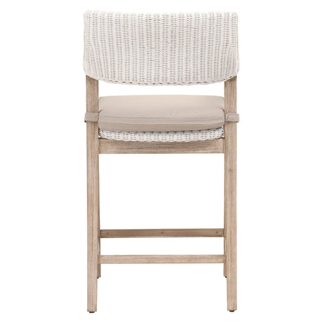 Lucia Counter Stool in White Rattan, Light Gray, Natural Gray Mahogany from Essentials For Living - Luna Furniture