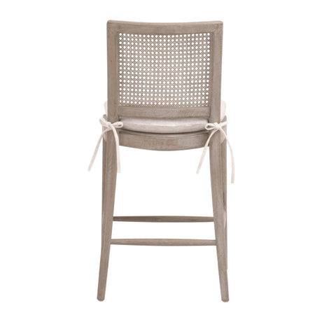 Blume Counter Stool in Performance Textured Cream Linen, Natural Gray Oak, Cane from Essentials For Living - Luna Furniture