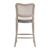 Cela Counter Stool in Performance Dark Dove Velvet, Natural Gray Oak, Natural Gray Cane from Essentials For Living - Luna Furniture