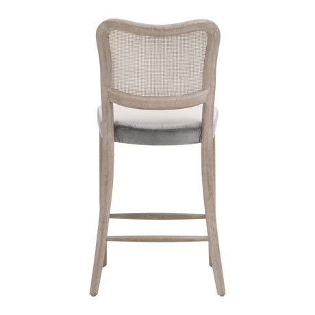 Cela Counter Stool in Performance Dark Dove Velvet, Natural Gray Oak, Natural Gray Cane from Essentials For Living - Luna Furniture