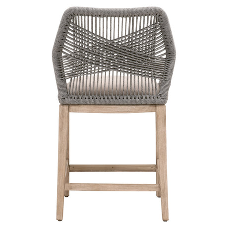 Loom Counter Stool in Platinum Rope, Light Gray, Natural Gray Mahogany from Essentials For Living - Luna Furniture