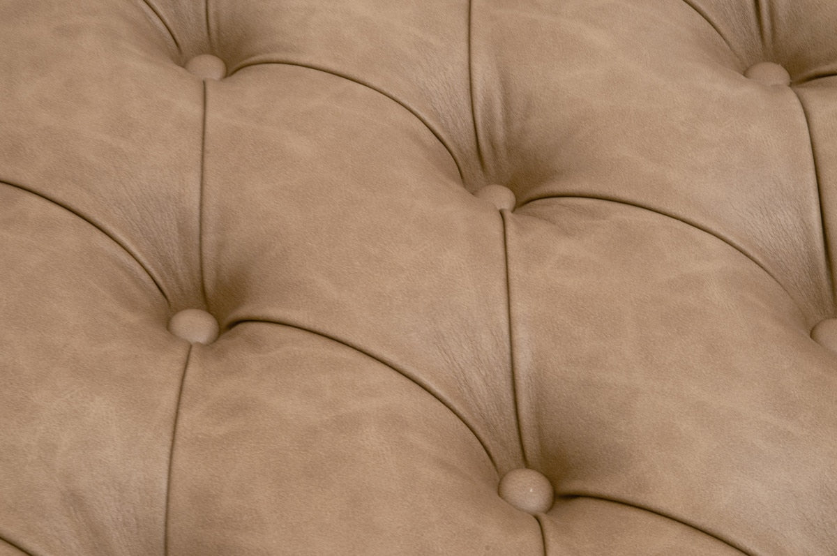 Townsend Tufted Upholstered Rectangle Coffee Table in Ivanhoe Toast, Natural Gray Ash, Black Nail Tacks from Essentials For Living - Luna Furniture