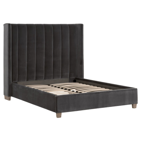 Chandler Standard King Bed in Dark Dove Velvet, Natural Gray Oak from Essentials For Living - Luna Furniture